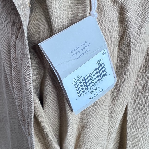 NWT Faherty Arlie Short Sleeve Shirt Linen Blend Tan Dress L - Picture 4 of 5